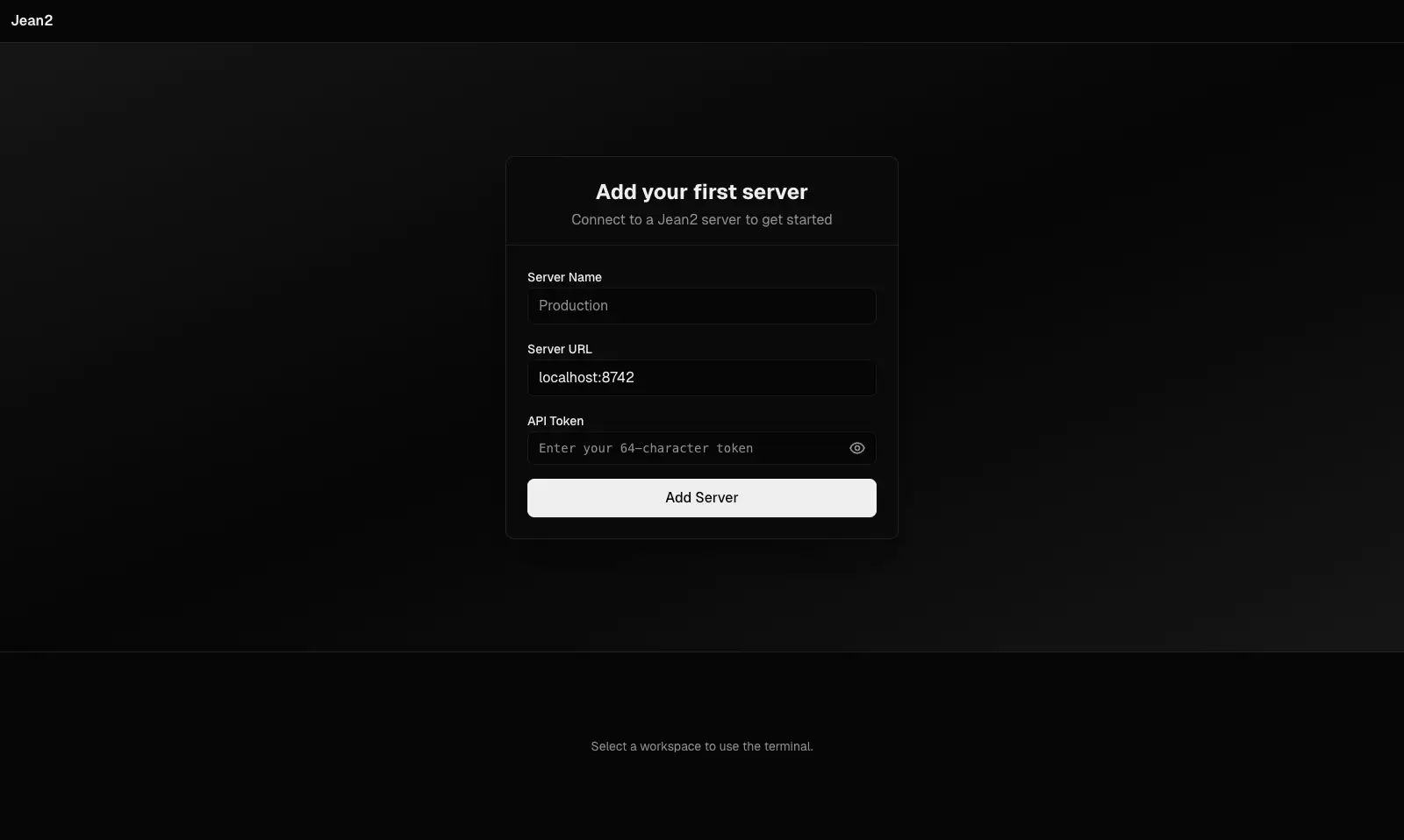 Adding a server connection