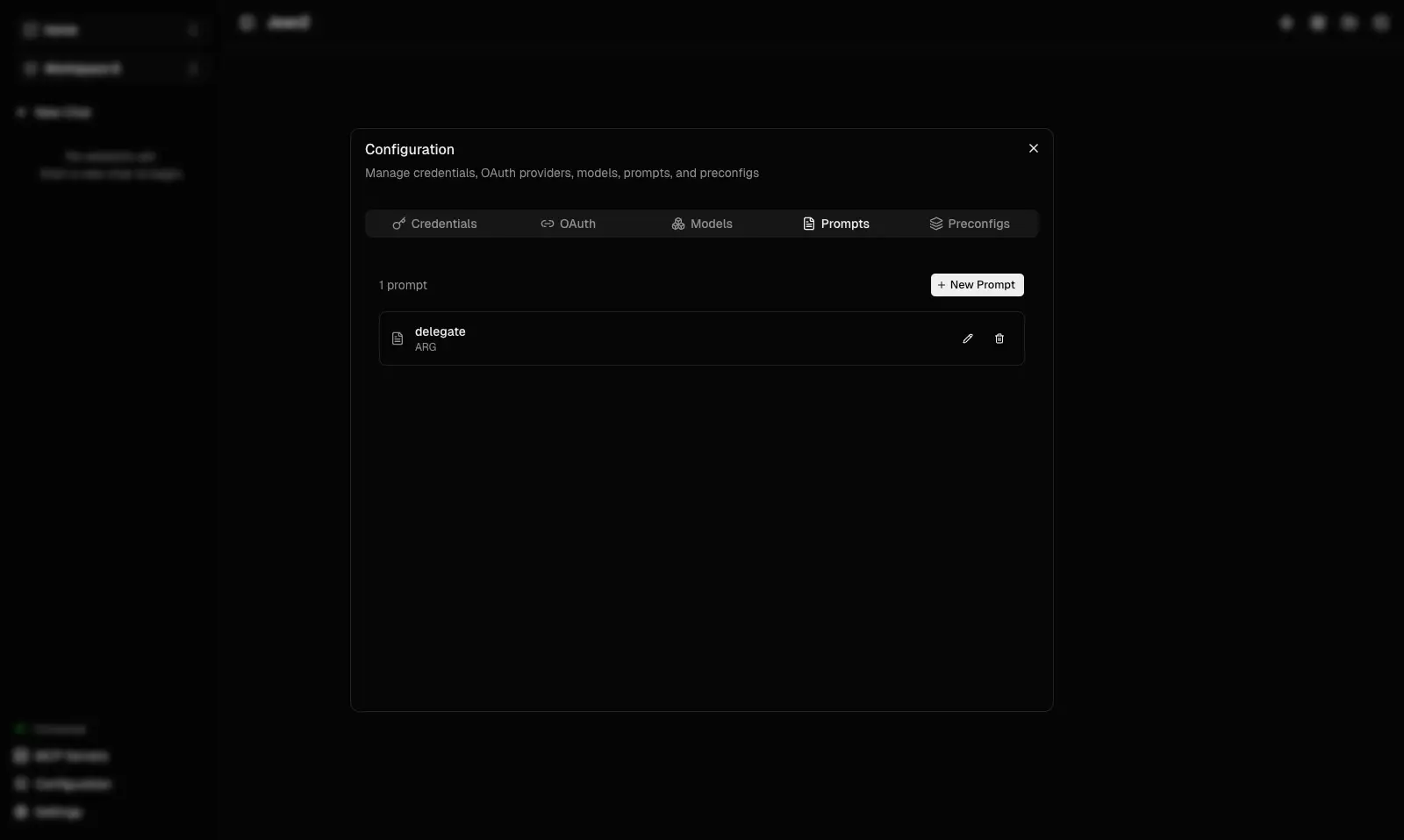 Prompt templates configuration interface