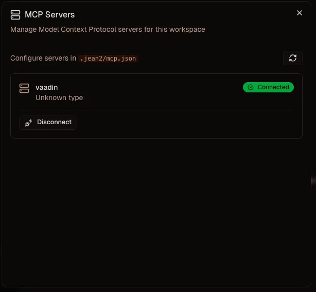 MCP connect dialog