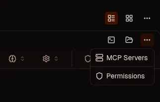 Workspace menu showing MCP option