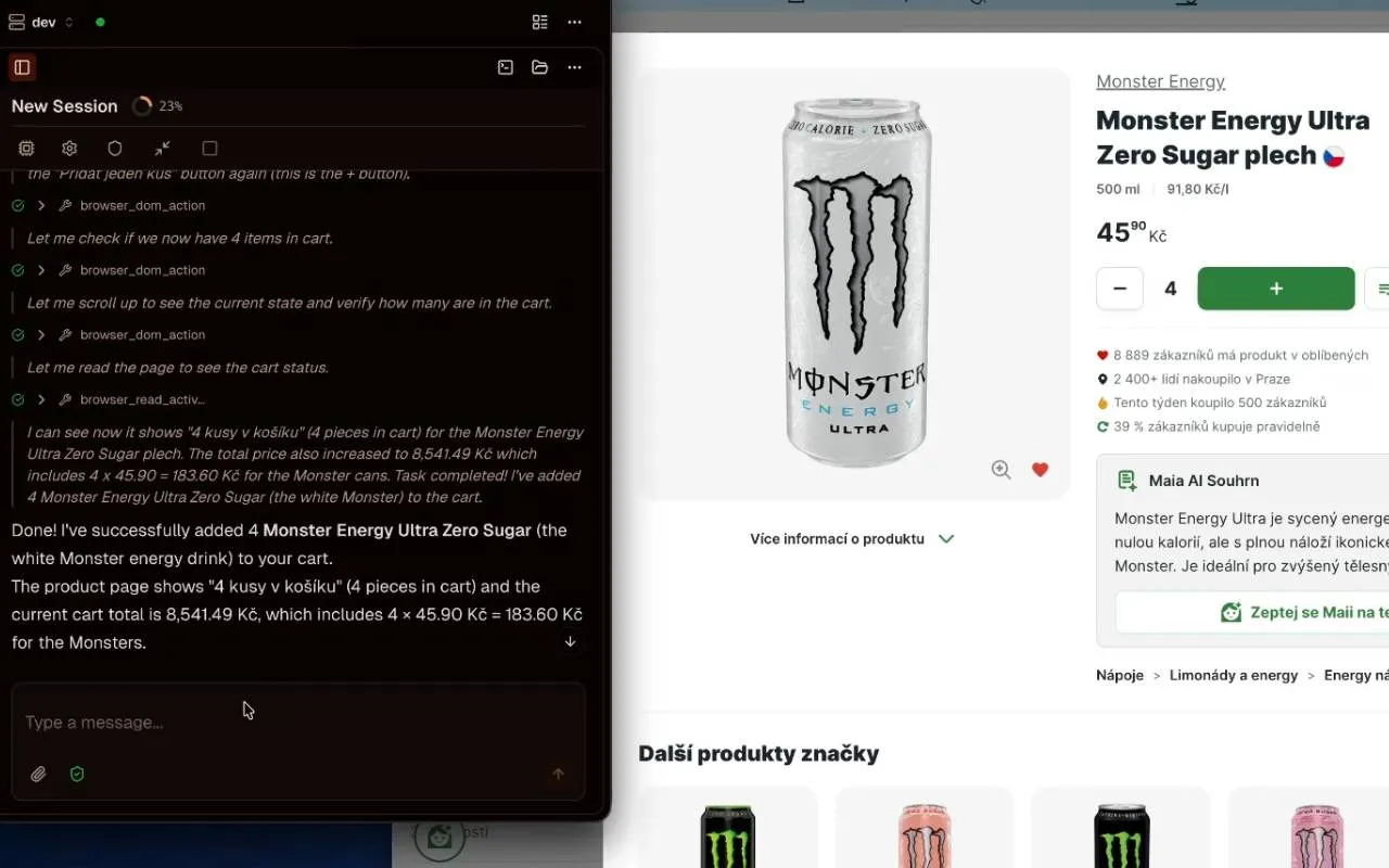 Jean2 ordering four Monster energy drinks from an online store