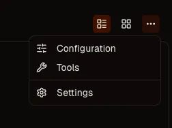 Settings panel