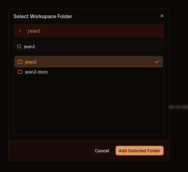 Add folder dialog